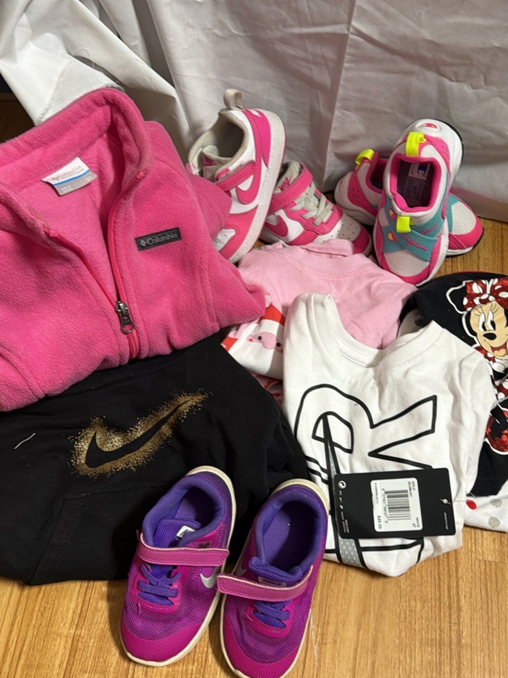 Nike Pink and Purple Girls' Shoe Bundle with Black Nike Logo Hoodie